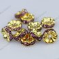 WHOLESALE  8mm Light Purple Crystal Charm Spacer Golden Beads Big Hole Beads100x