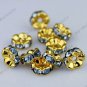 WHOLESALE 8mm Light Blue Crystal Big Hole Beads Spacer Golden Beads Finding 100x