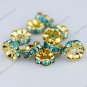WHOLESALE 4X8mm Lake Blue Big Hole Beads Crystal Spacer Golden Bead Finding 100x