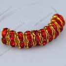 WHOLESALE Red Crystal Spacer Gold Beads Jewelry Findings Big Hole Beads 100x