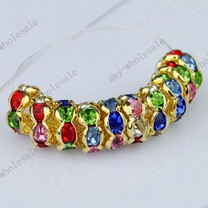 WHOLESALE 4X8mm Multicolor Crystal Big Hole Beads Spacer Gold Bead Findings 100x
