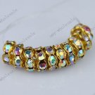 WHOLESALE 4X8mm Clear AB Crystal Spacer Golden Beads Finding Big Hole Beads 100x