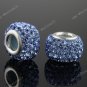1X Light Blue Square Czech Crystal 925 Silver European Beads Fit Charm Bracelet