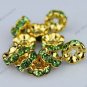 WHOLESALE 8mm Light Green Crystal Spacer Golden Beads Finding Big Hole Beads100x