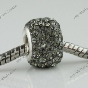 1X Gray Square Czech Crystal 925 Silver European Beads Fit Charm Bracelet