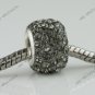 1X Gray Square Czech Crystal 925 Silver European Beads Fit Charm Bracelet