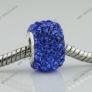 1X Blue Square Czech Crystal 925 Silver European Beads Fit Charm Bracelet