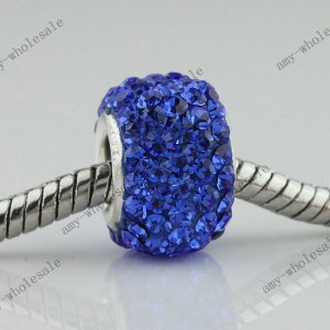 1X Blue Square Czech Crystal 925 Silver European Beads Fit Charm Bracelet