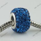 1X Square Czech Crystal 925 Silver European Beads Fit Charm Bracelet  Deep Blue