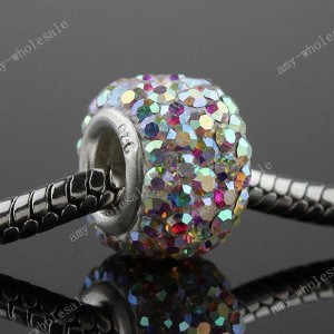 1X Square Czech Crystal 925 Silver European Beads Fit Charm Bracelet  White AB