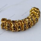 WHOLESALE 50x Brown Crystal Spacer Golden Beads Jewelry Finding Big Hole Beads