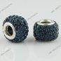 Square Czech Crystal 925 Silver European Beads Fit Charm Bracelet  Midnight Blue