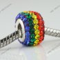 1X Square Czech Crystal 925 Silver European Beads Fit Charm Bracelet Rainbow