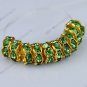 WHOLESALE 8mm Light Green Crystal Spacer Golden Beads Finding Big Hole Beads50x