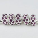 100pcs DEEP PURPLE CRYSTAL SILVER LOOSE BEADS WHOLESALE