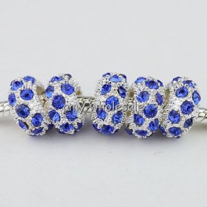 100pcs BLUE CRYSTAL SILVER BEAD BRACELETS WHOLESALE