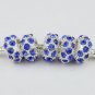 100pcs BLUE CRYSTAL SILVER BEAD BRACELETS WHOLESALE