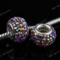 925 Silver AB Czech Crystal Big Hole Charm Bead 1PC
