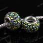 925 Silver AB Czech Crystal Big Hole Charm Bead
