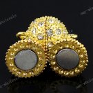 2x Magnetic Clear Crystal Golden Clasp Findings 14mm