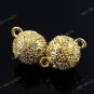 2x Magnetic Clear Crystal Golden Clasp Findings 14mm