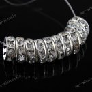 50x Clear Crystal Spacer Silver Beads Findings 4X10mm