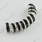 50x Black Crystal Spacer Silver European Beads Findings 4X8mm WHOLE SALE