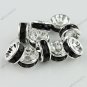 50x Black Crystal Spacer Silver European Beads Findings 4X8mm WHOLE SALE