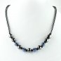Christmas Gift Light Blue Crystal Hematite Ball Beads Magnetic Clasp Necklace