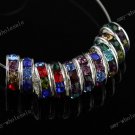 50x Multicolor Crystal Spacer Silver Beads Finding 10mm