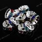 50x Multicolor Crystal Spacer Silver Beads Finding 10mm