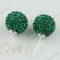 925 SILVER GREEN CZECH CRYSTAL CHARM EARRING 10MM