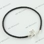 5X HANDMADE BLACK LEATHER EMBOSS CLASP BRACELET BANGLE FIT BEAD 22CM