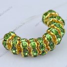 100X Light Green Crystal Gold Beads Spacer Beads Findings WHOLE SALE