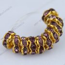 100X Light Purple Crystal Gold Beads Spacer  Beads Findings WHOLE SALE
