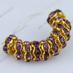 100X Light Purple Crystal Gold Beads Spacer  Beads Findings WHOLE SALE