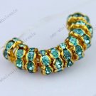 100X Ocean Blue Crystal Gold Beads Spacer Beads Findings 6mm WHOLE SALE