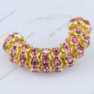100X Pink Crystal Gold  Beads Spacer Loose Beads Findings 6mm WHOLE SALE