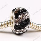 Black  Czech Crystal 925 Sterling Silver European bead Fit Charm Chain