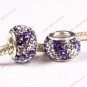 Purple Czech Crystal 925 Sterling Silver European Charm bead Fit  Chain