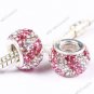 Pink Czech Crystal 925 Sterling Silver European Charm bead Fit Chain