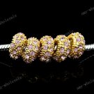 20x Pink Crystal Gold Plated Spacer Beads Fit Bracelet