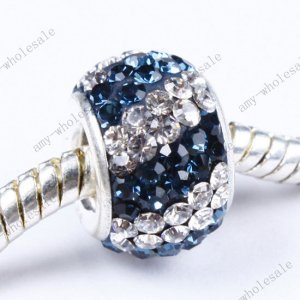 Sapphire Czech Crystal 925 Sterling Silver European Charm bead Fit Bracelet