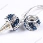 Sapphire Czech Crystal 925 Sterling Silver European Charm bead Fit Bracelet