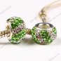 Green Czech Crystal 925 Silver European Charm beads Finding Fit Snake Bracelet