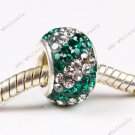 Deep Green Czech Crystal 925 Silver European Charm bead Fit Snake Bracelet
