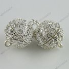 10x Silver Plated Rhinestone Ball Magnetic Clasps 16mm