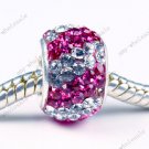 Magenta Czech Crystal 925 Sterling Silver European Charm bead Fit Snake Bracelet