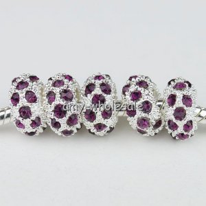 50pcs WHOLE SALE DEEP PURPLE CRYSTAL SILVER SPACER WHOLESALE