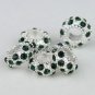 50pcs WHOLE SALE DEEP GREEN CRYSTAL SILVER SPACER CHARM BEADS